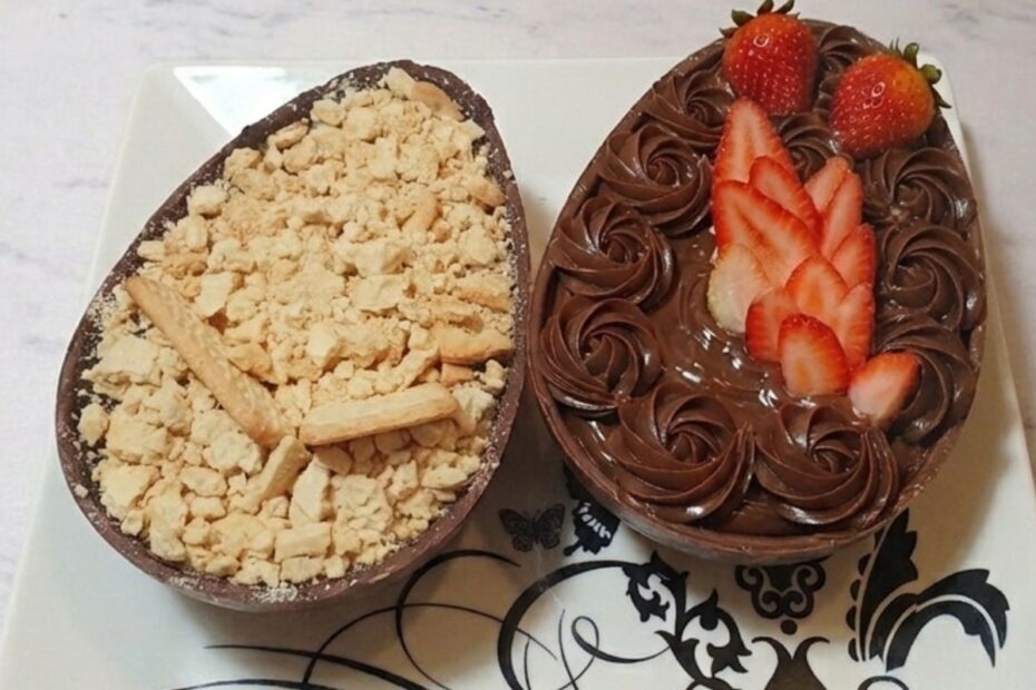 Ovo de Colher Pavê de Brigadeiro com Morangos (Sem Glúten)
