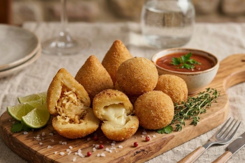 Coxinha e bolinha de queijo sem glúten